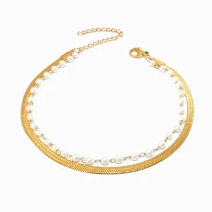 Pulseira Dupla em Aço Inoxidável 18+3cm